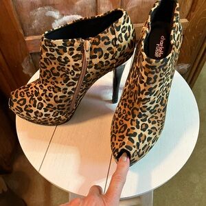 Charlotte Russe peep today leopard print platform stiletto. Size 10